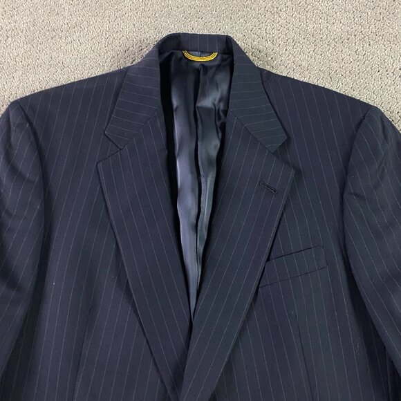 Hart Schaffner Marx Gold Trumpeter Sport Coat Blazer Men's 42 XL Blue Pinstripe - Picture 2 of 14
